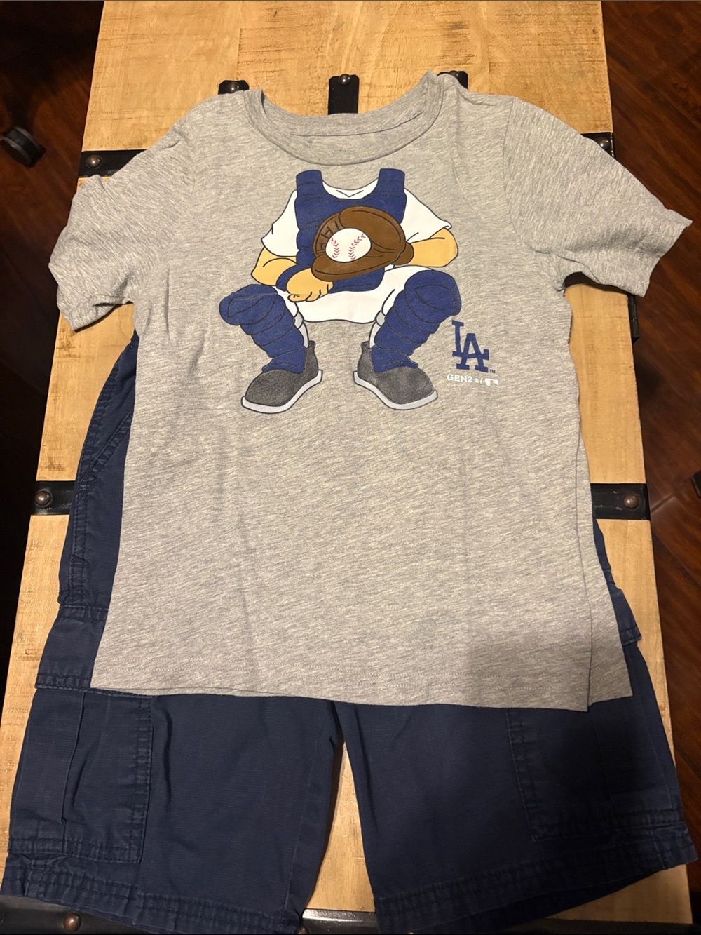 Kids Gray LA Baseball Catcher Graphic Tee - Unbranded